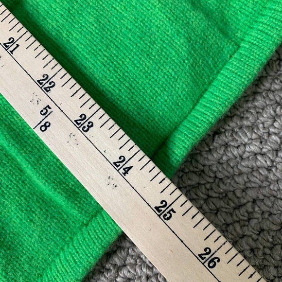 Beans Of Scotland Womens Cardigan Sweater Size 42 Green Wool Button Front Pocket - Picture 8 of 12